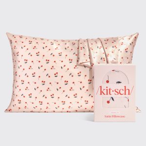 Satin Pillowcase in Cherry Print 2 Pack